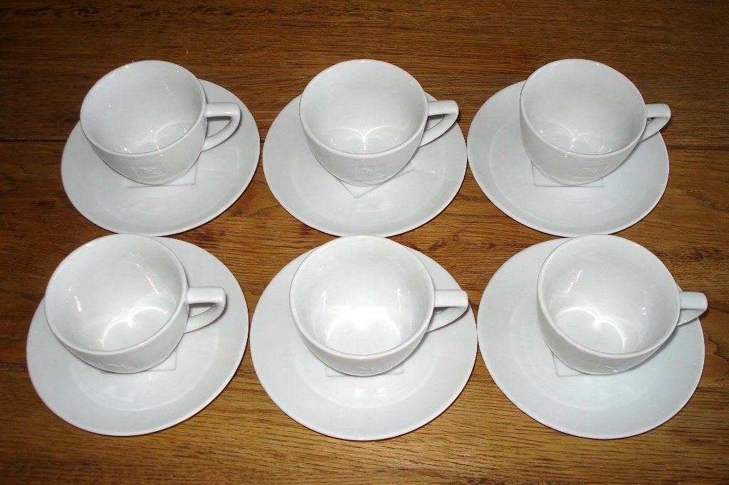 Foto 3 van Nieuw: 6x Nespresso (Lungo / cappuccino) kop en schotels