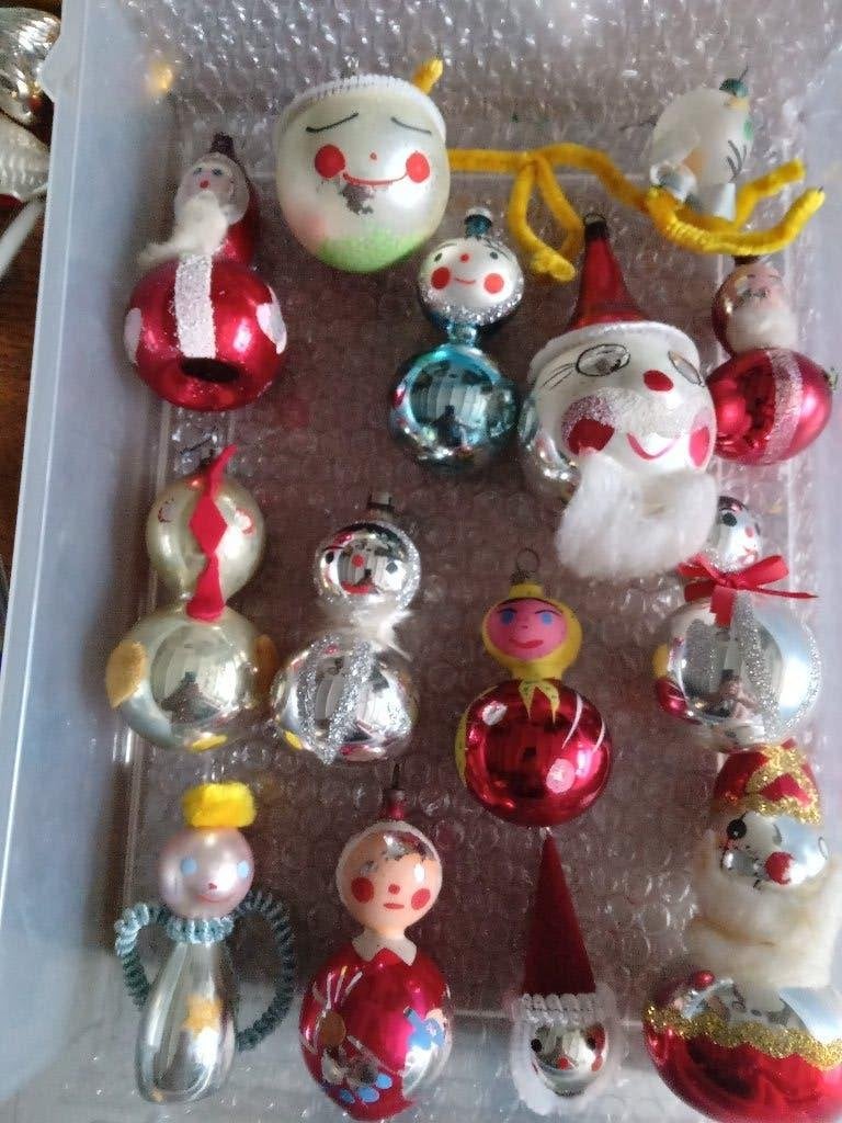 oude kerstbal nr 368 model popjes allerlei, Diversen, Kerst, Ophalen of Verzenden, Gebruikt