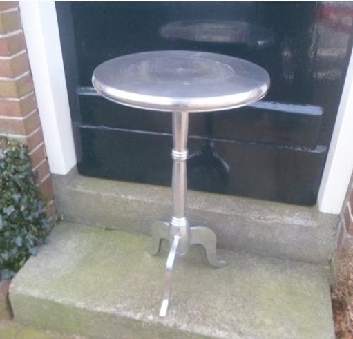 Aluminium bijzettafel tafeltje plantentafel wijntafel 66 cm, Ophalen of Verzenden, Gebruikt