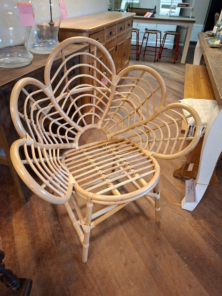 Prachtige rotan bloemstoel / fauteuil, Ophalen, Overige kleuren, Hout, Eén