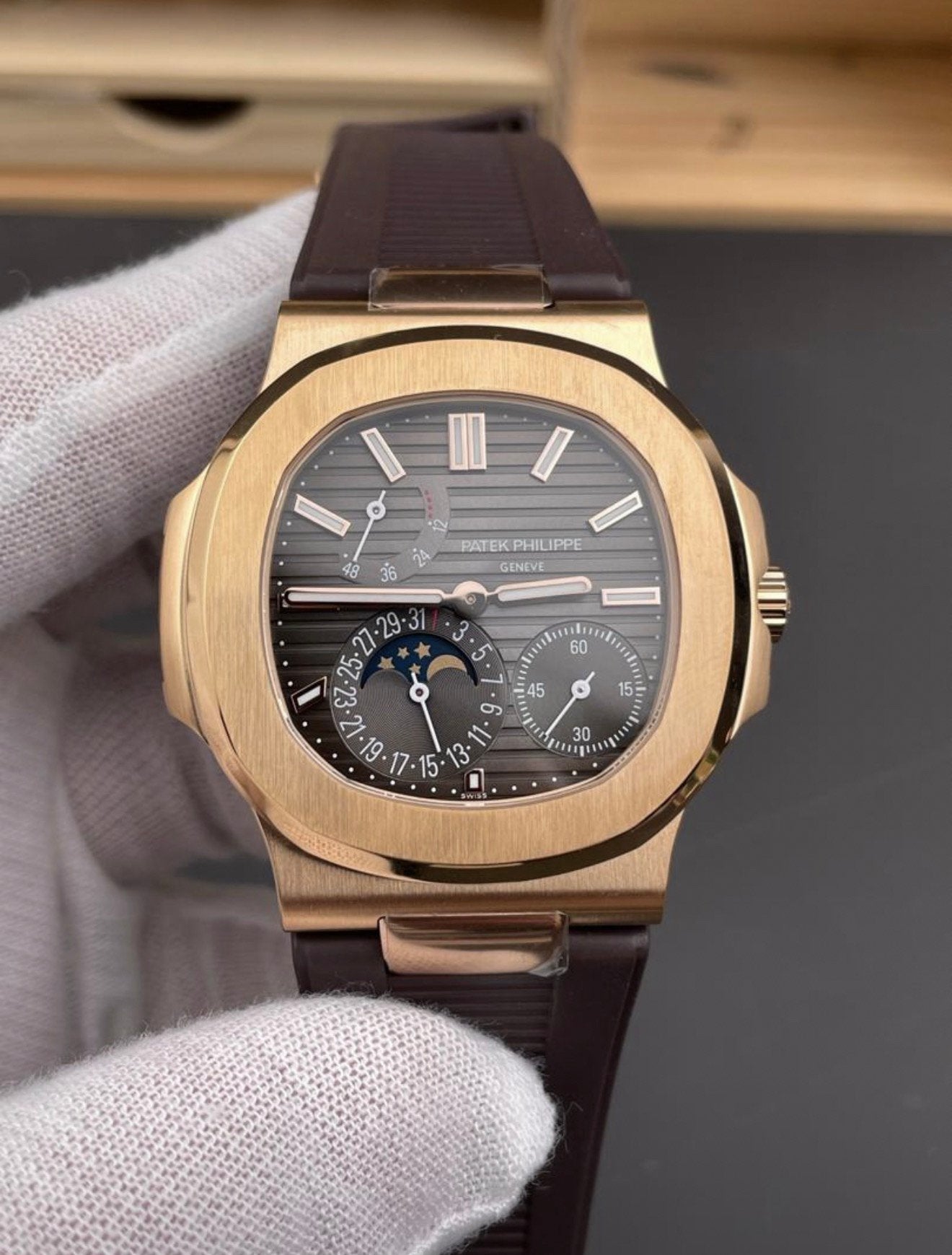 Patek Philippe Nautilus 5712R Rose Gold Nautilus, Sieraden, Tassen en Uiterlijk, Horloges | Heren, Overige merken, Kunststof, Polshorloge
