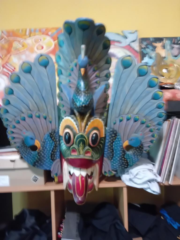 Uniek Houten Pauw Masker - Handgesneden Wanddecoratie, Ophalen, Handgemaakt, Hout, Overige stijlen