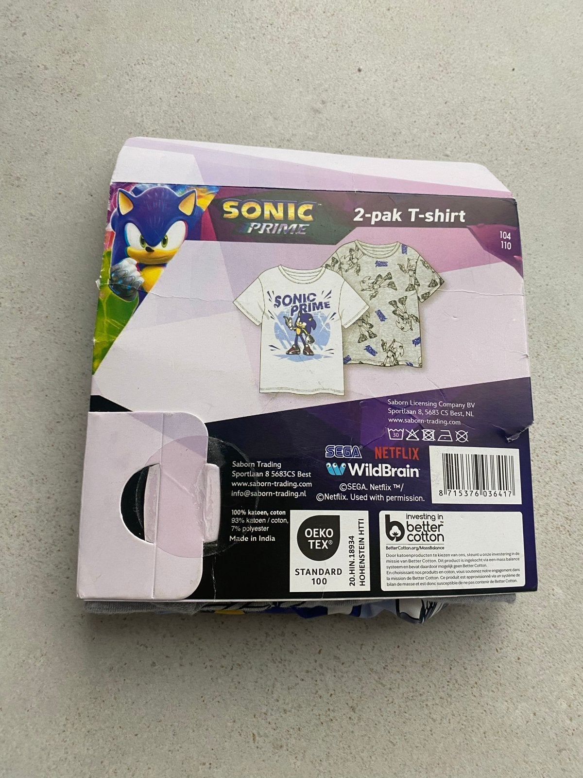 Sonic Prime 2-pak T-shirt - Maten 104 & 110, Ophalen of Verzenden, Nieuw, Jongen