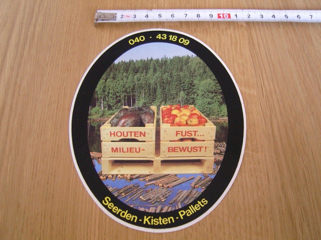 sticker ehv seerden kisten pallets houten fust milieubewust, Ophalen of Verzenden, Zo goed als nieuw