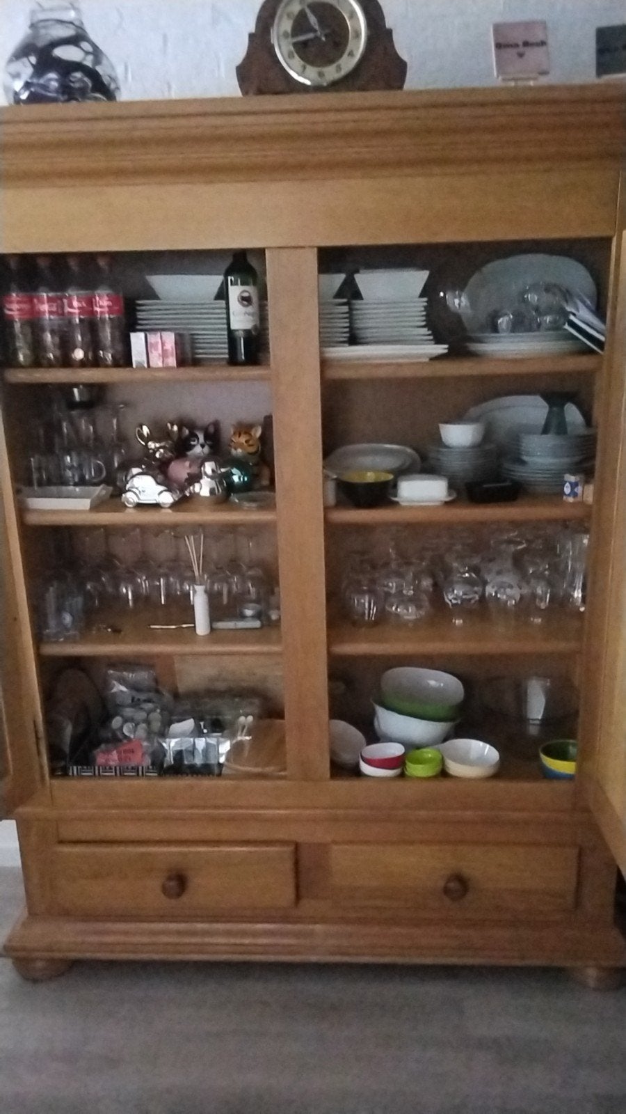 Houten bergkast met lades en deuren, Huis en Inrichting, Ophalen, Gebruikt, Klassiek, Landelijk, 150 tot 200 cm