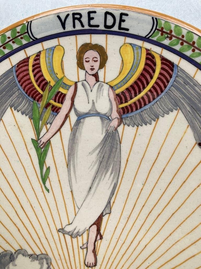 Art Nouveau Herinneringsbord VREDE 28 Juni 1919 Ivora Gouda, Antiek en Kunst, Ophalen