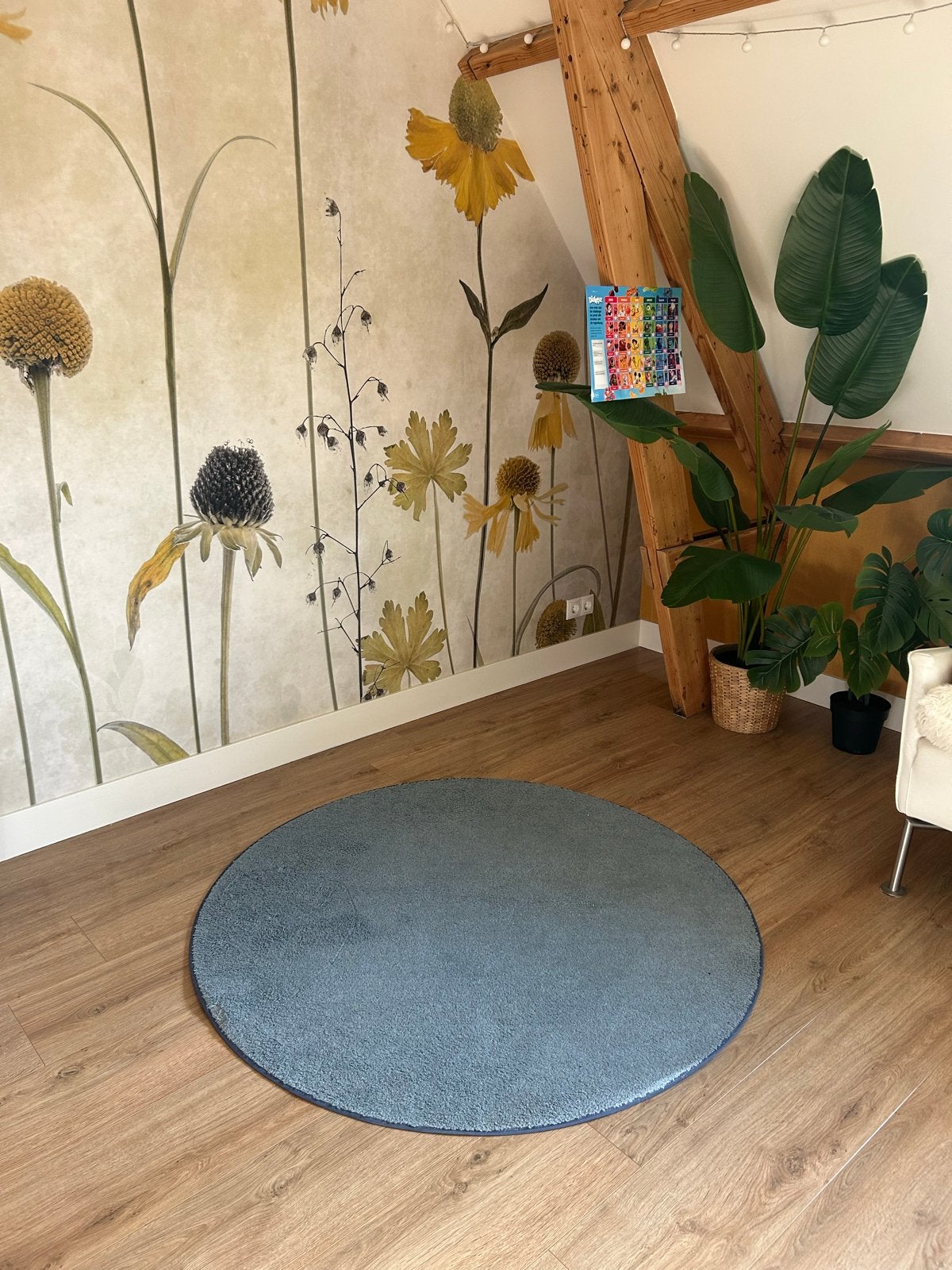 Blauw rond vloerkleed - 130cm doorsnee, Ophalen, 100 tot 150 cm, Blauw, Rond