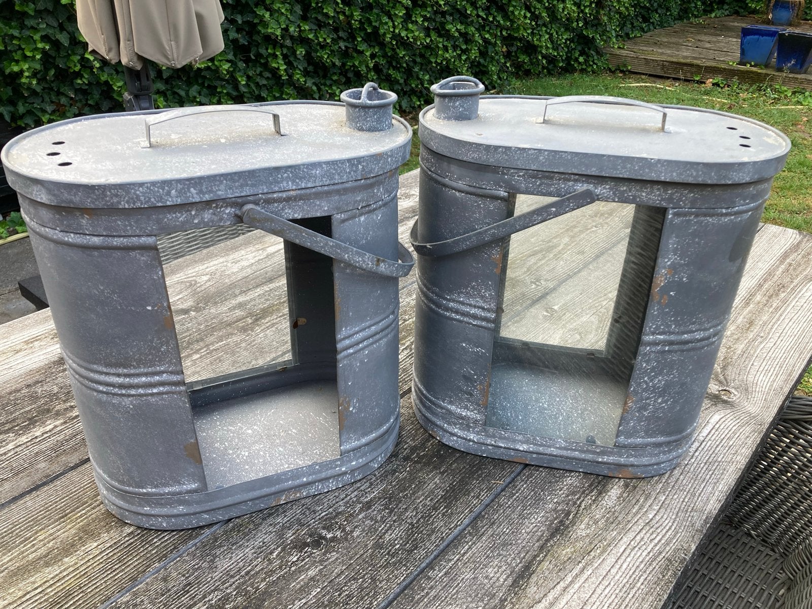 Set van 2  brocante lantaarns/windlichten, Ophalen