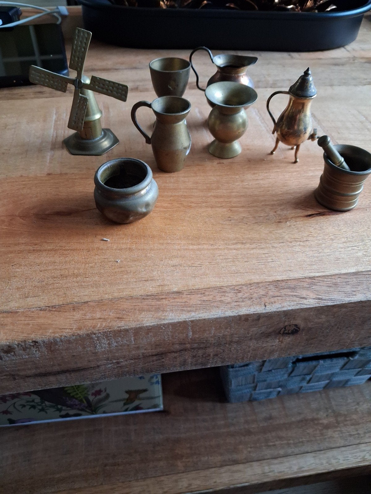Miniatuur koperen/bronzen decoratie set, Antiek en Kunst, Ophalen of Verzenden