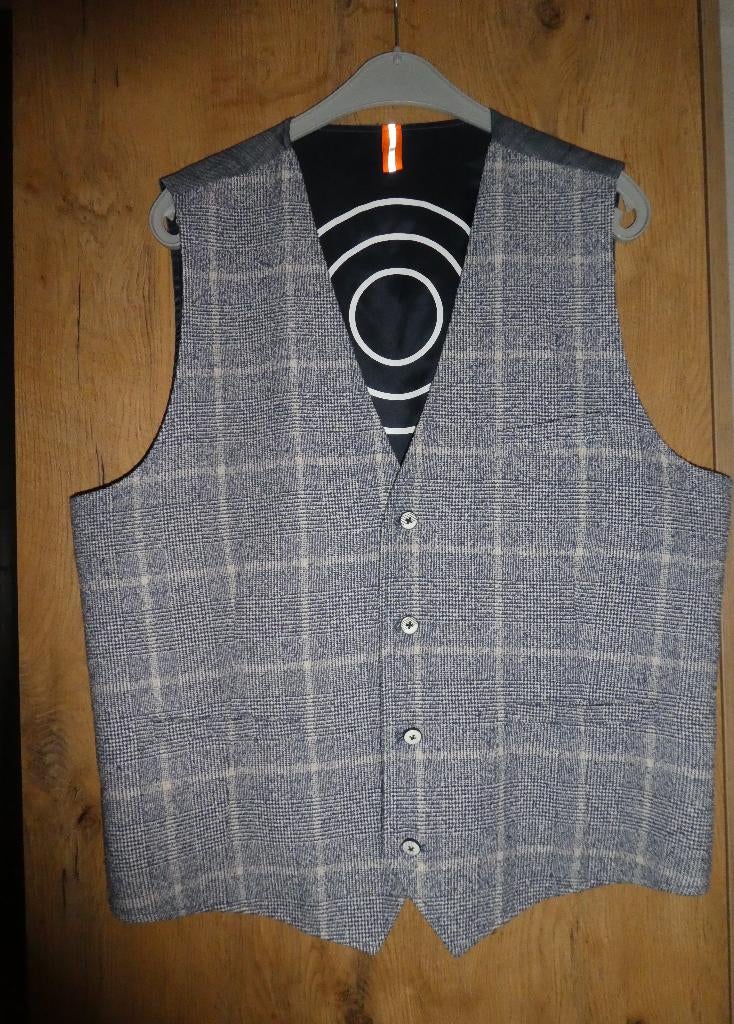 Blue Industry heren gilet maat 54 blauwtinten katoen linnen, Maat 52/54 (L), Blue Industry, Zo goed als nieuw, Verzenden