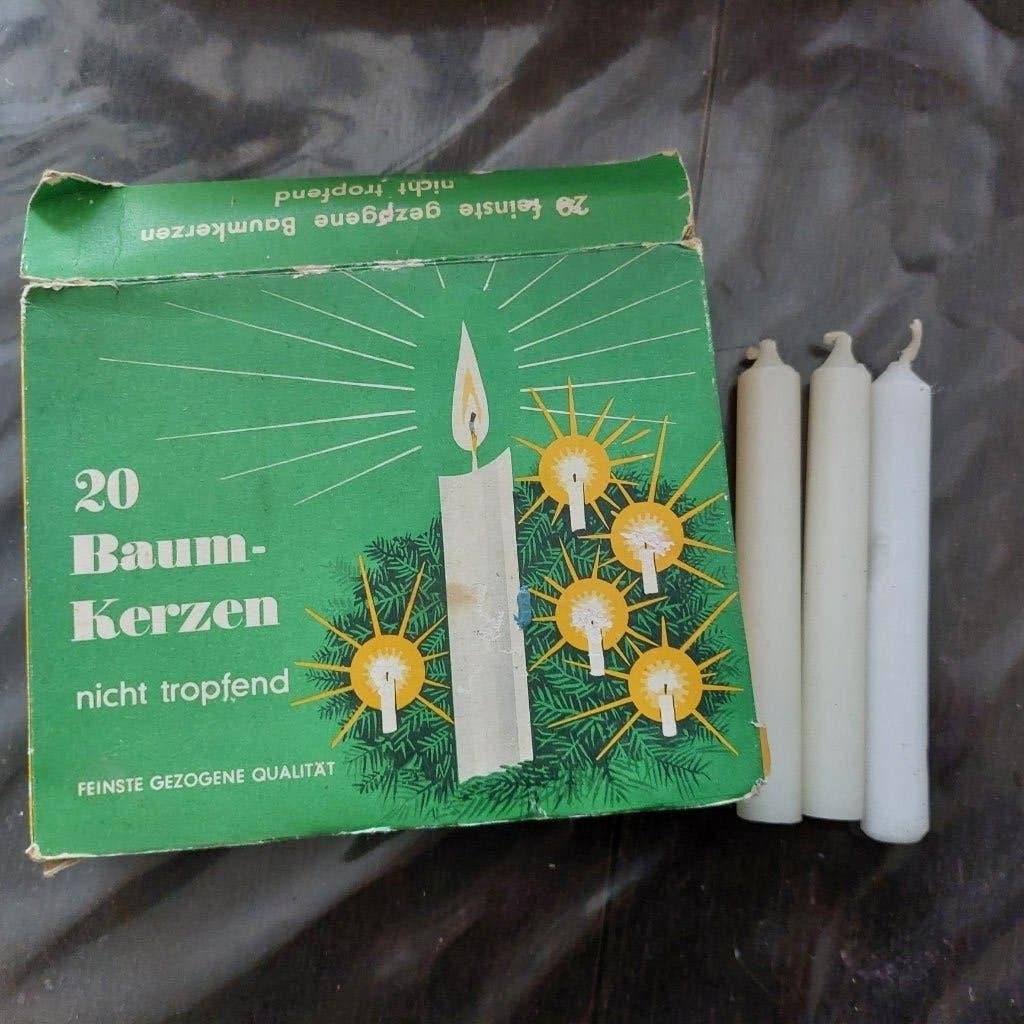Oud doosje met 3 witte kerst kaarsjes, Diversen, Ophalen of Verzenden, Gebruikt