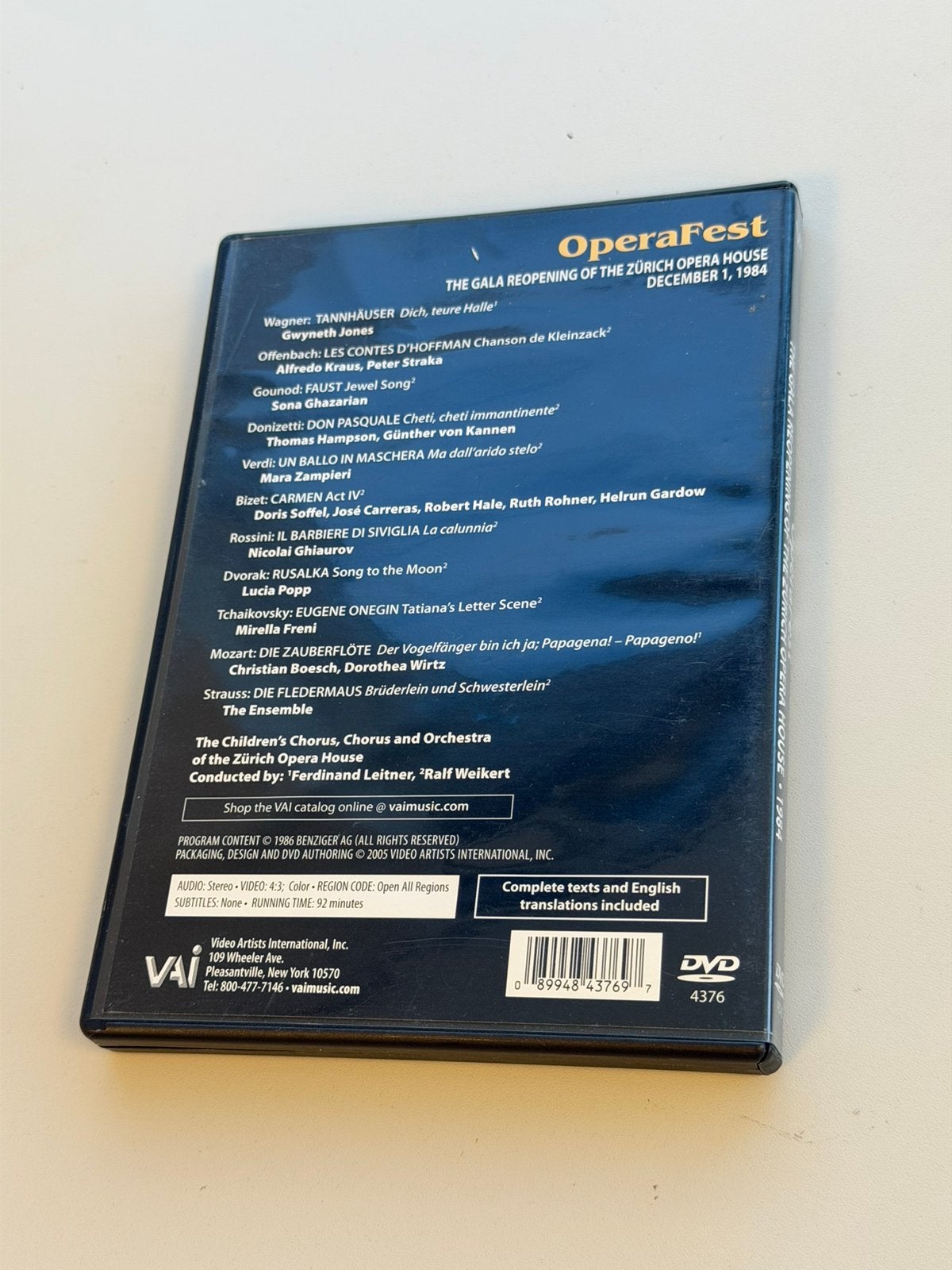 OperaFest zeldzame DVD Zürich Opera House 1984 José Carreras, Cd's en Dvd's, Dvd's | Muziek en Concerten, Alle leeftijden, Ophalen of Verzenden