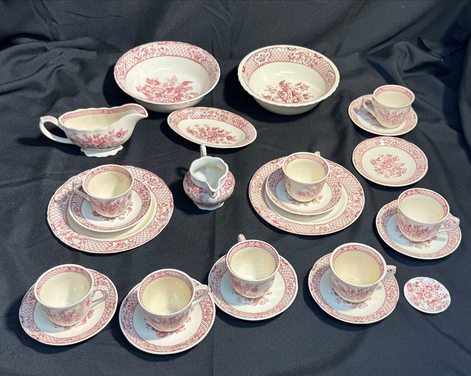 25-delig Mason's Stratford servies - rood/wit, Ophalen of Verzenden