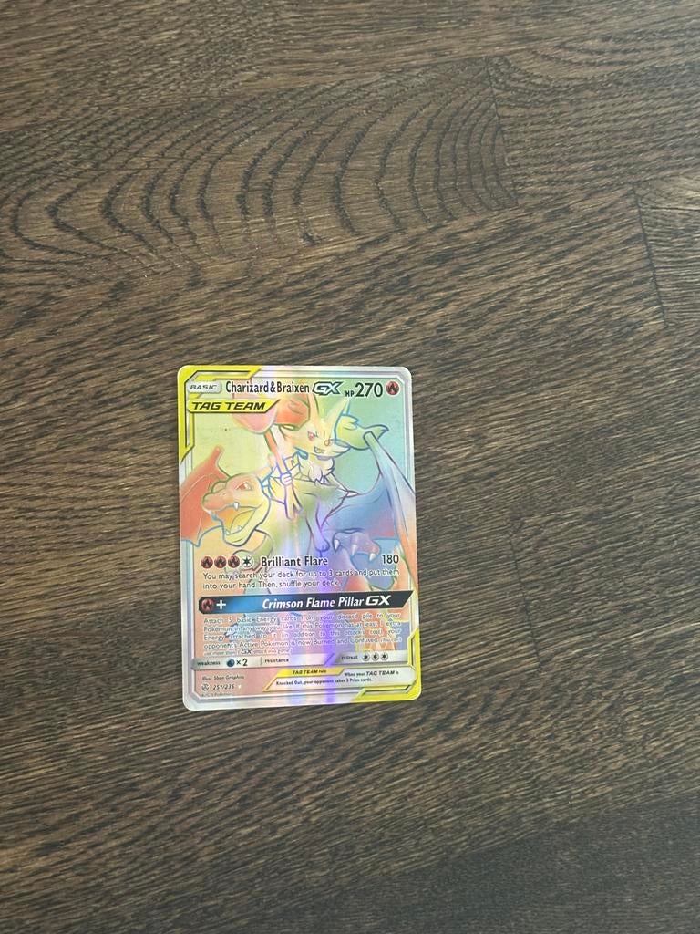 Charizard & Braixen GX Tag Team 251/236 Rainbow Rare, Ophalen, Losse kaart, Foil