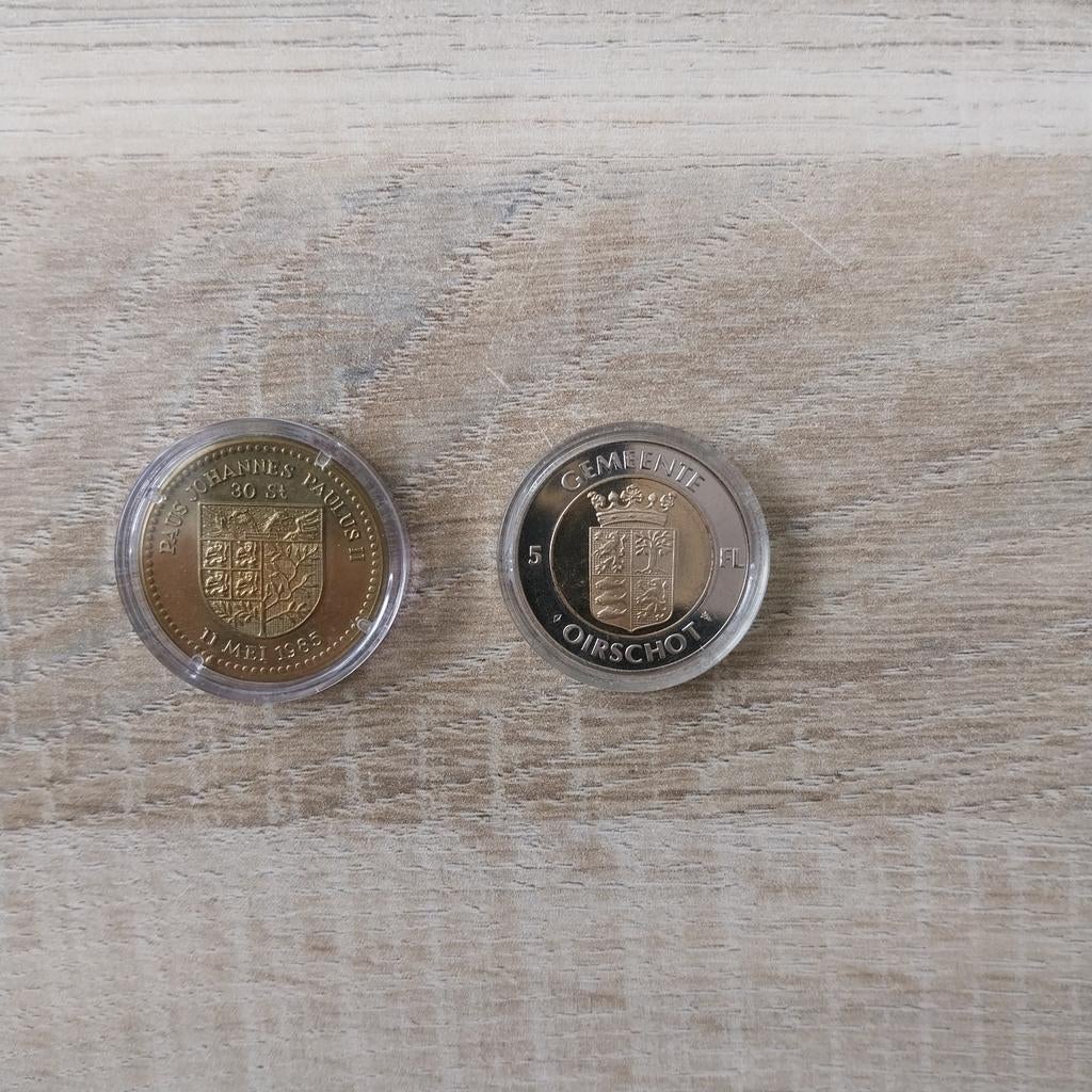 2 penningen oirschot en 's.,hertogenbosch., Postzegels en Munten, Penningen en Medailles, Ophalen of Verzenden, Overige materialen