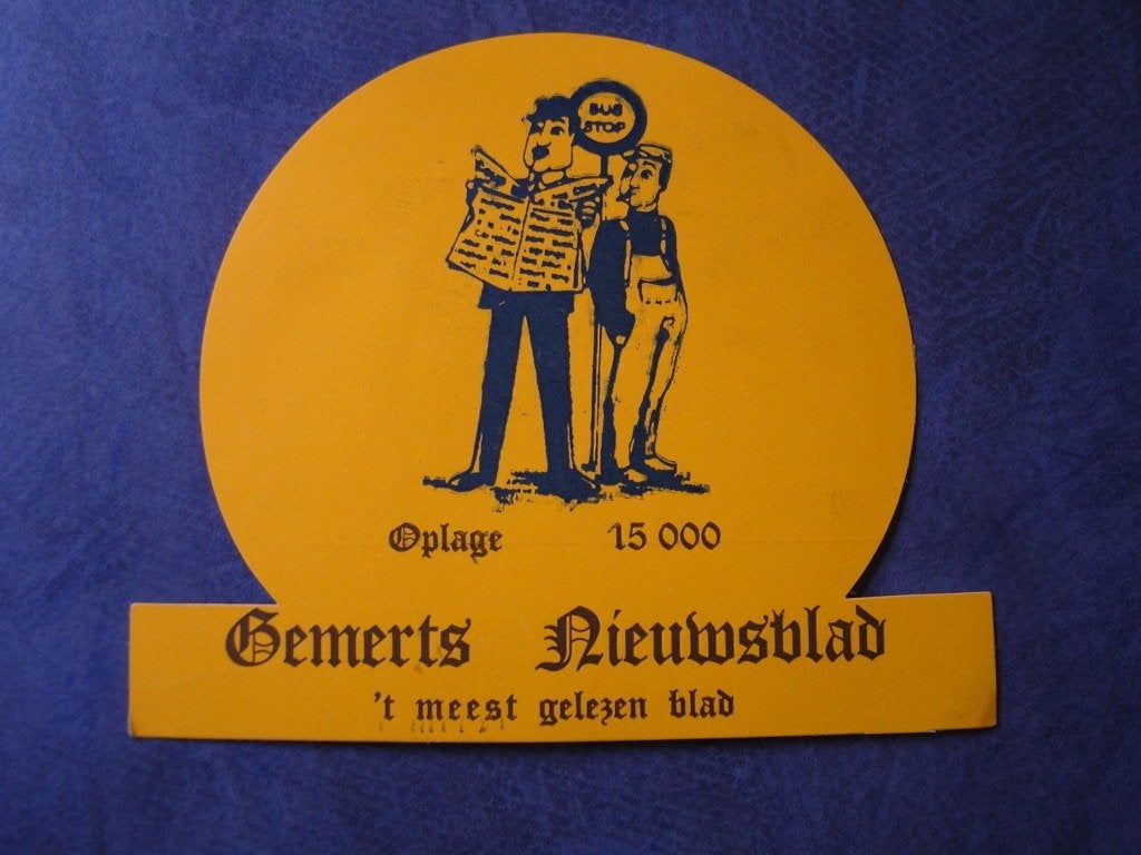 sticker gemerts nieuwsblad strip krant bus stop, Ophalen, Zo goed als nieuw