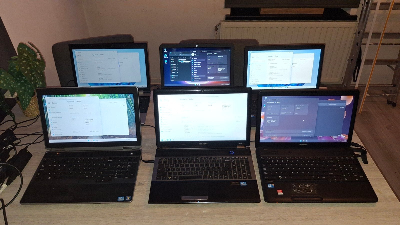 Partij van 6 laptops - Diverse merken alle windows 11., Computers en Software, Gebruikt, 2 tot 3 Ghz, 8 GB, Intel Core i3, i5, i7