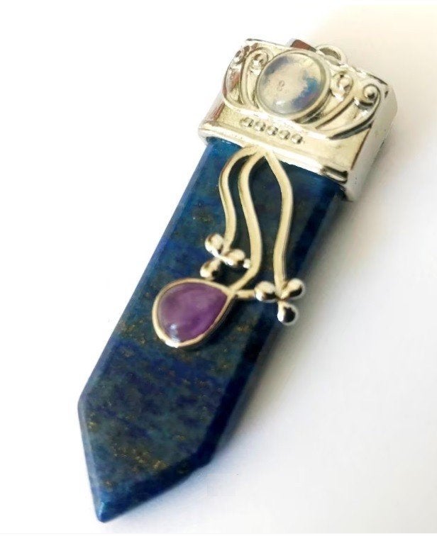 Lapis Lazuli Amethist / Opalite zwaard hanger ketting hanger, Sieraden, Tassen en Uiterlijk, Nieuw, Steen of Mineraal, Met edelsteen
