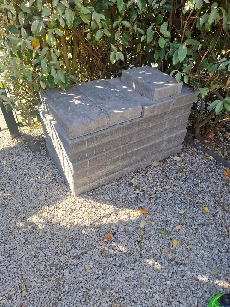 Betonnen terrastegels - Grijs, gebruikt, Tuin en Terras, Tegels en Klinkers, Ophalen, Gebruikt, 10 m² of meer, Beton
