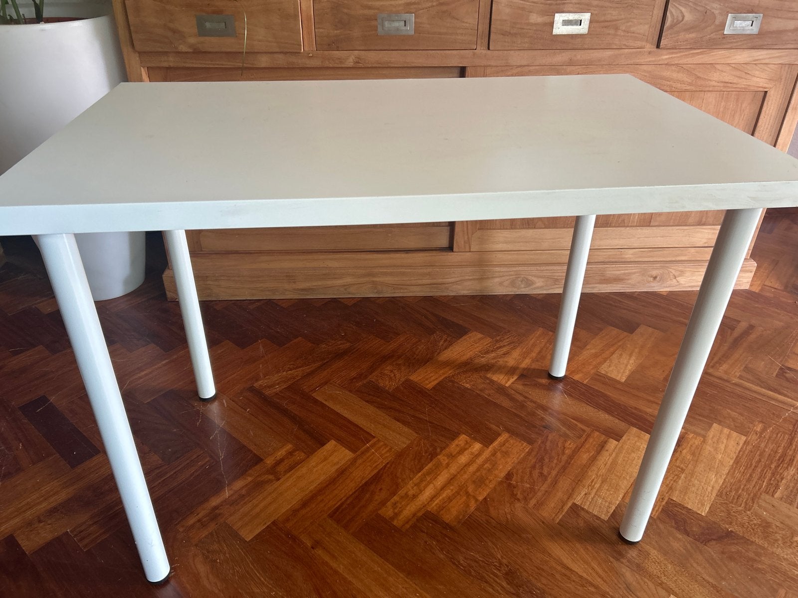 IKEA LINNMON Tafel / Bureau - Wit, Ophalen, Gebruikt, 100 tot 150 cm, 50 tot 100 cm