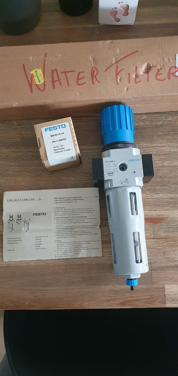 waterafscheider Festo LFR-D-MIDI-A Filterregelaar 1/2 inch, Doe-het-zelf en Verbouw, Ophalen of Verzenden
