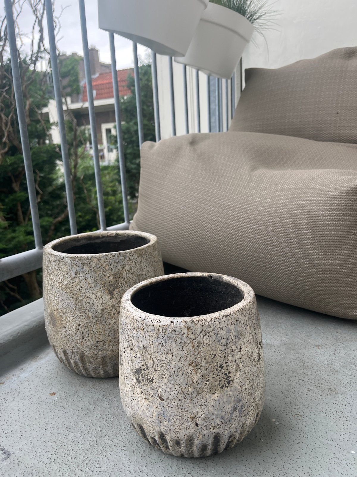 Set keramiek bloempot bloempotten wabi steen buiten terras, Tuin en Terras, Ophalen