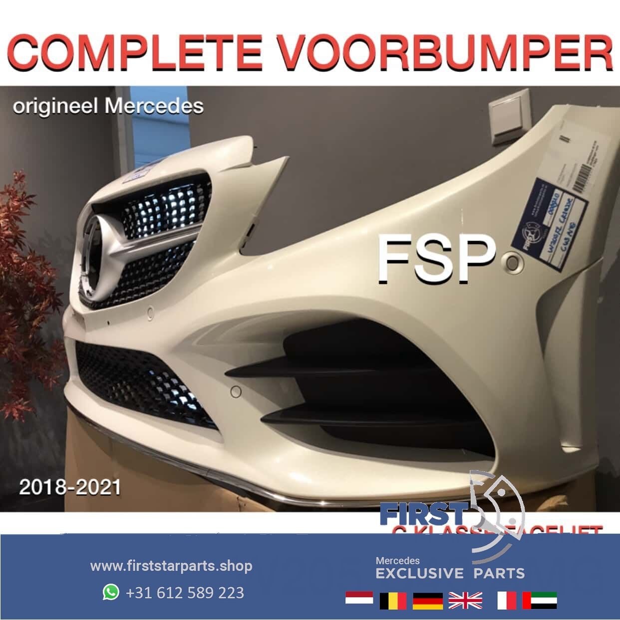 W205 C205 FACELIFT C43 AMG VOORBUMPER WIT COMPLEET 2018-2022, Auto-onderdelen, Gebruikt, -, Voor, Ophalen of Verzenden