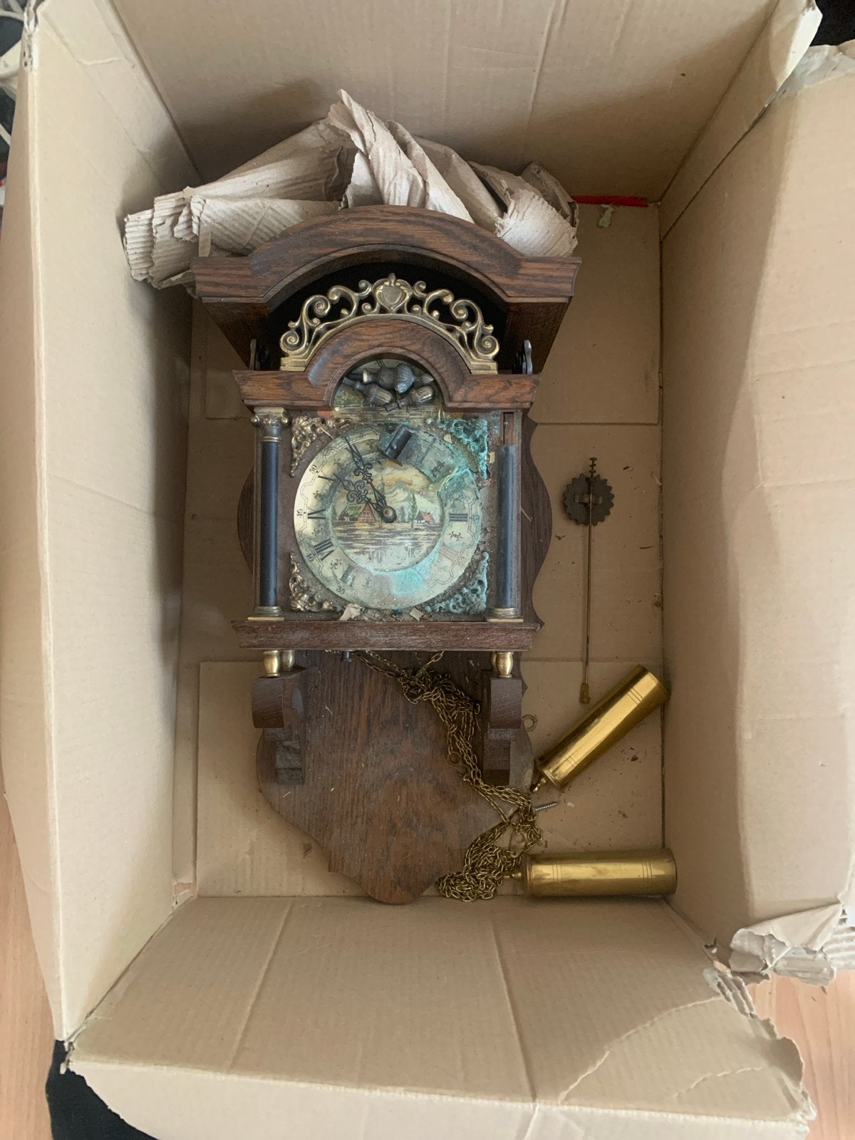 Antieke Wandklok met Gewichten - Opknapper, Ophalen of Verzenden