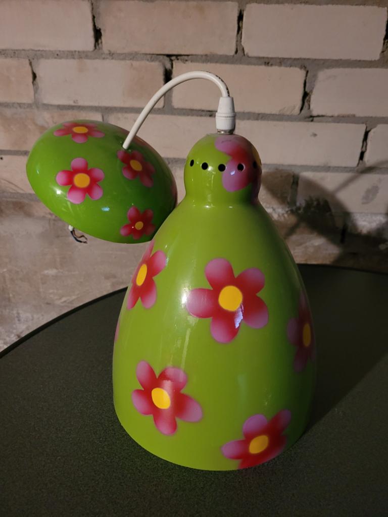 Gezellig Pylones lampje groen roze bloemen, Ophalen of Verzenden, Gebruikt, Hippie, Minder dan 50 cm
