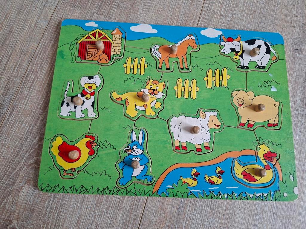 Zelfgemaakte houten boerderij puzzel, Kinderen en Baby's, Speelgoed | Kinderpuzzels, Gebruikt, 6 maanden tot 2 jaar, 10 tot 50 stukjes