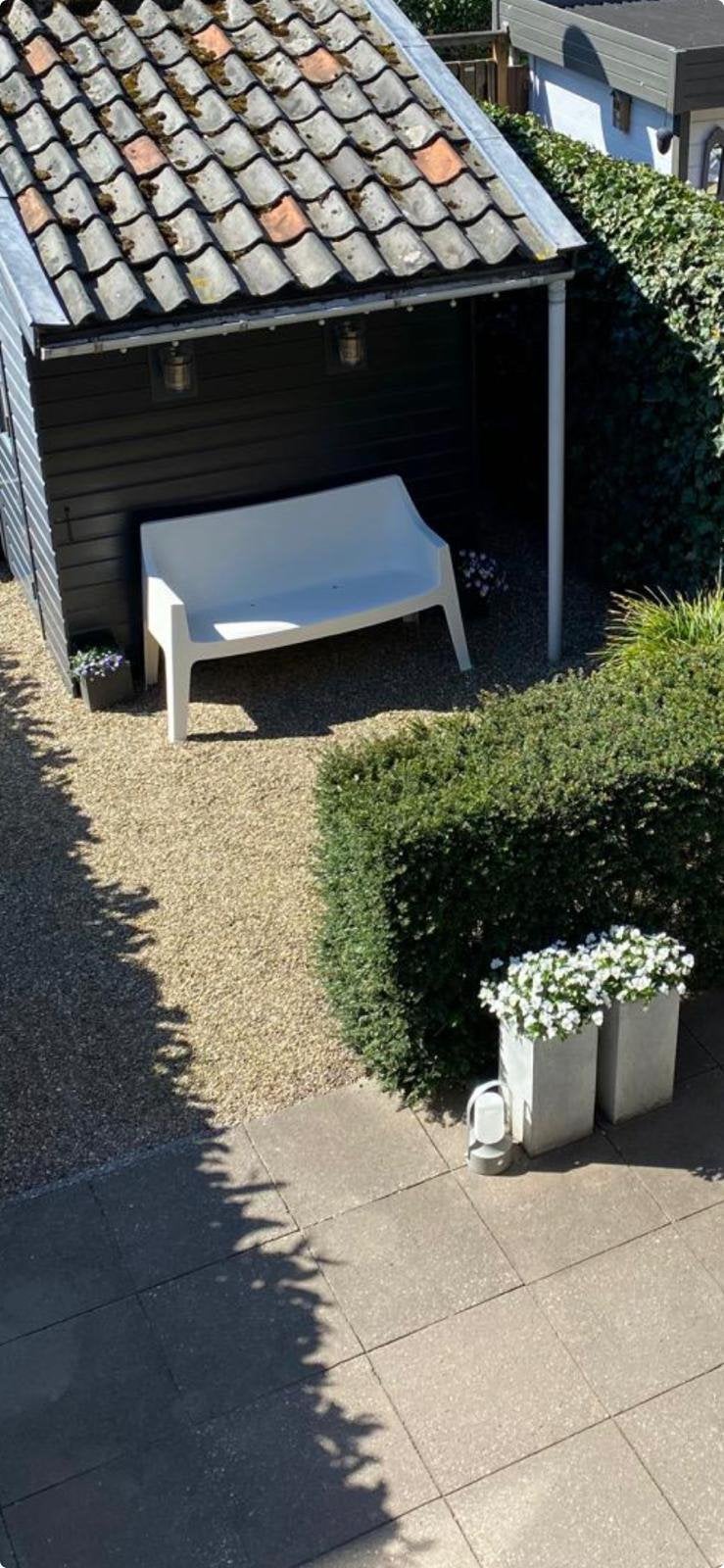 Witte tuinbank, Ophalen, Gebruikt, Kunststof