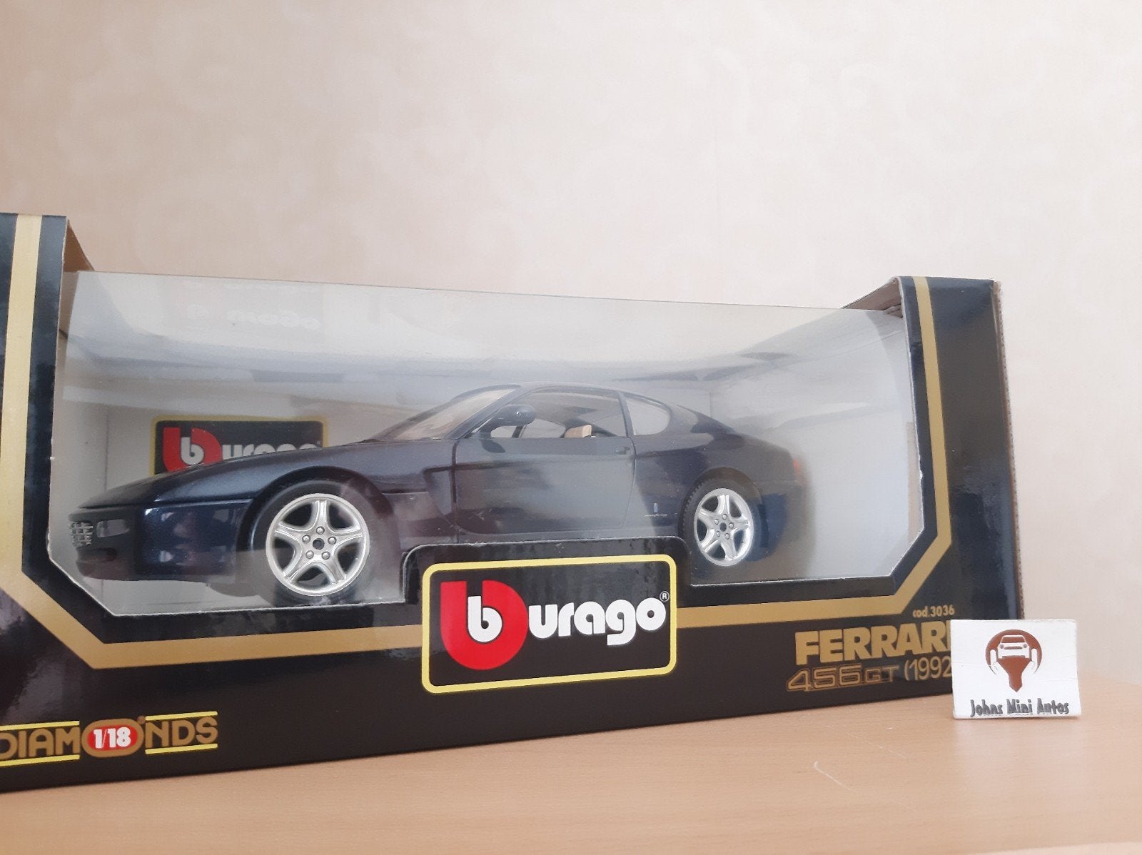 Ferrari 456 GT 1992 blauw-metallic van Bburago 1:18, Auto, Ophalen of Verzenden, Zo goed als nieuw, Bburago