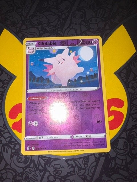 clefable 075/192 reverse holofoil, Ophalen of Verzenden, Zo goed als nieuw, Losse kaart
