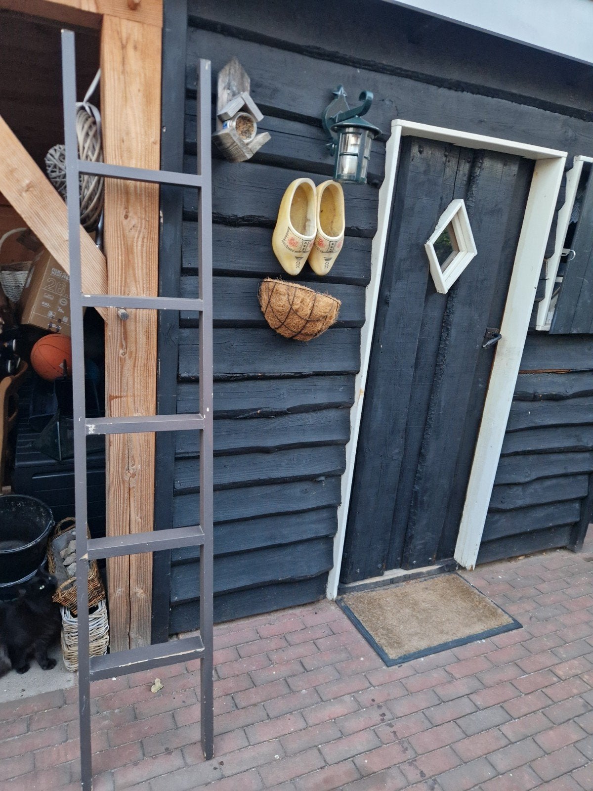 Houten Decoratie Trap 2 Meter Hoog Grijs, Ophalen, Gebruikt