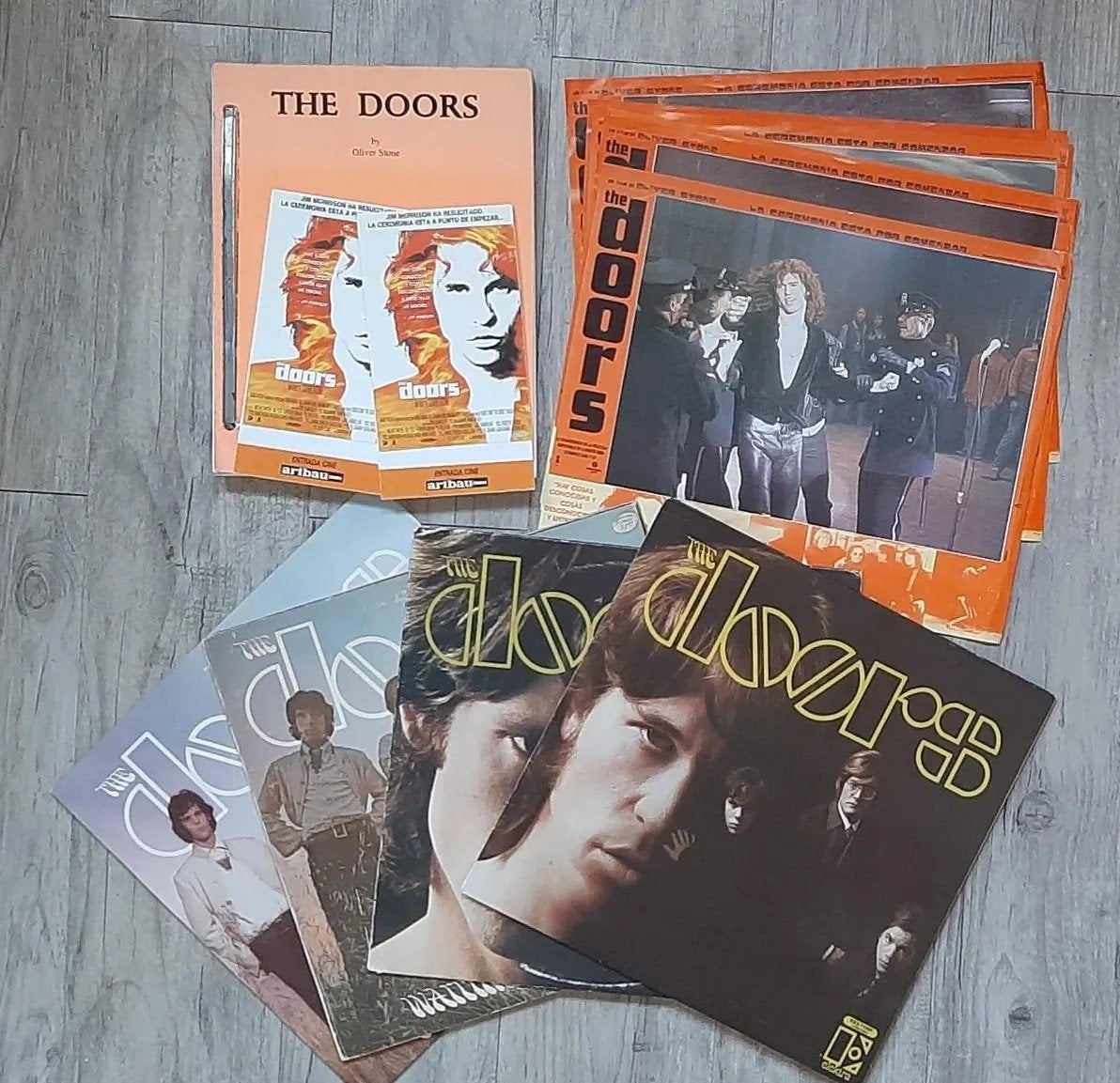 The Doors Collectie: Leren Jack, Vinyl, Script Bioscoopfotos, Ophalen of Verzenden