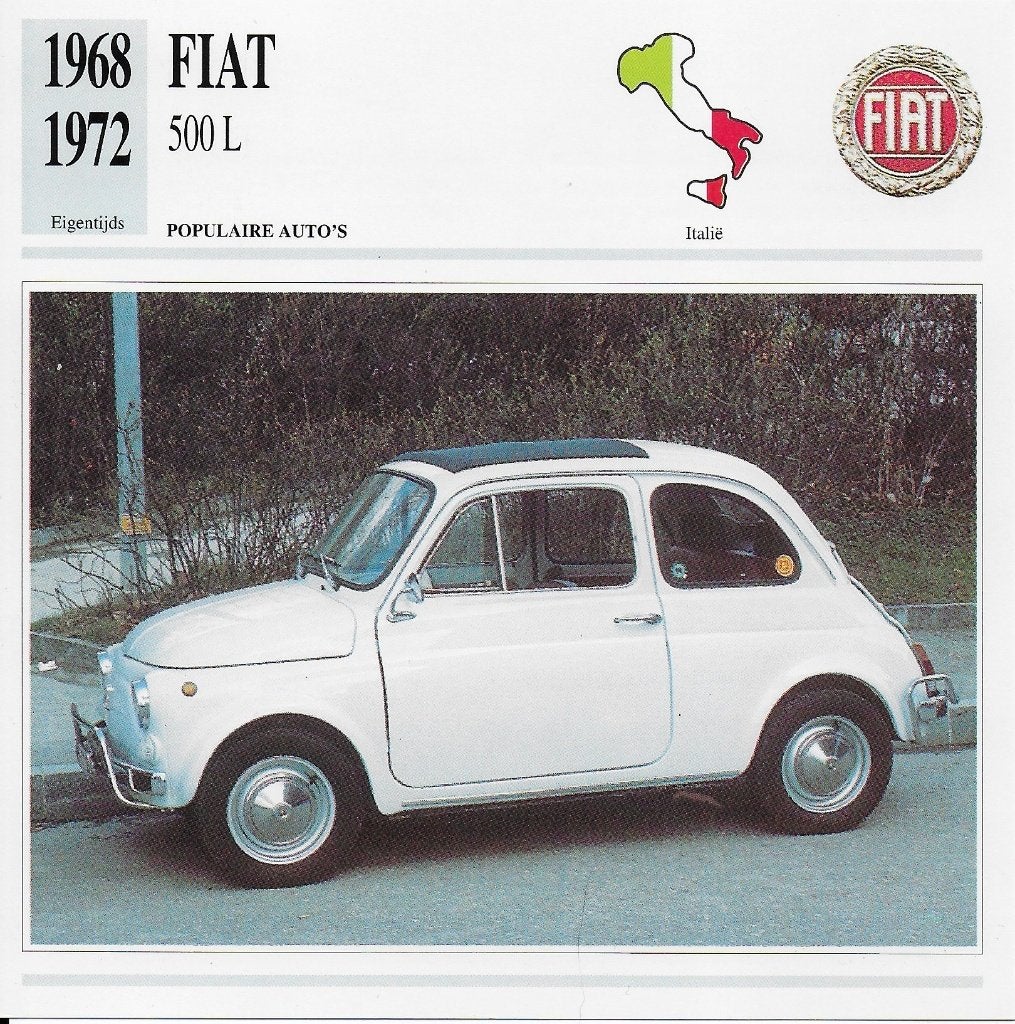 Ma785 autokaart fiat 500 l ( 1968 - 1972 ), Ophalen of Verzenden, Zo goed als nieuw, Auto's