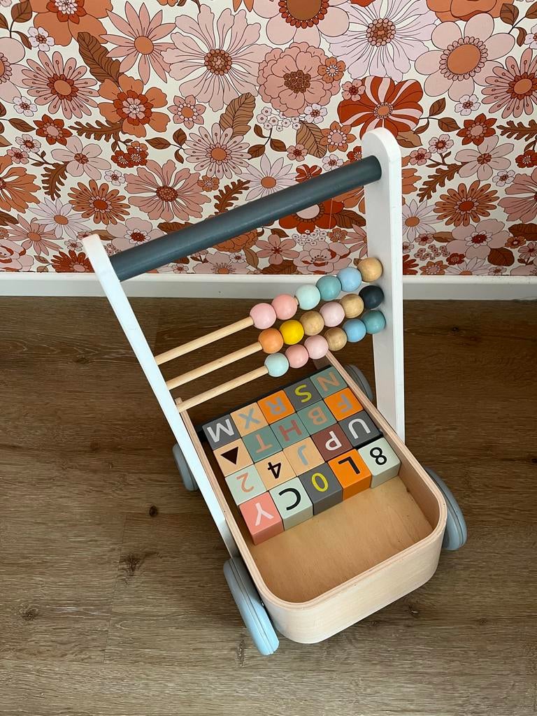 Janod Sweet Cocoon Duwkar Blokken ABC & Telraam, Ophalen, Zo goed als nieuw, Overige typen, Met wieltjes