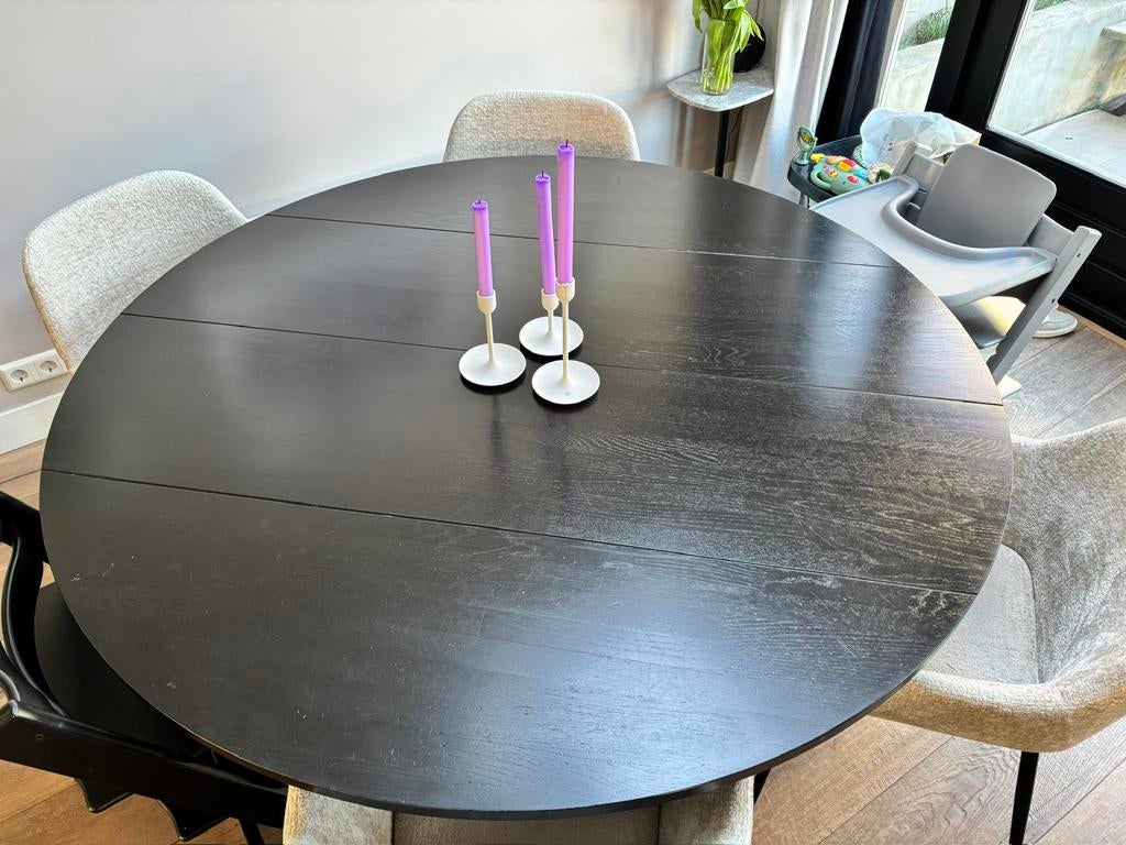 Woood eettafel Rhonda XL 150cm Zwart, Huis en Inrichting, Tafels | Eettafels, Ophalen, Gebruikt, 100 tot 150 cm, 150 tot 200 cm