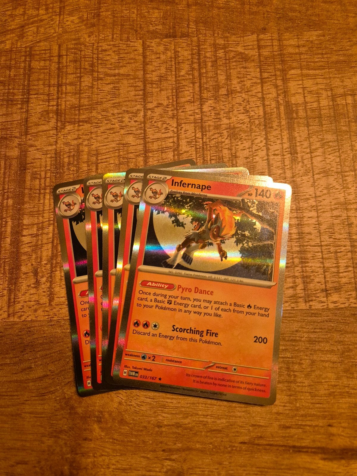 Infernape Pokémon Kaart 033/167 - Foil, Ophalen of Verzenden, Zo goed als nieuw, Losse kaart, Foil