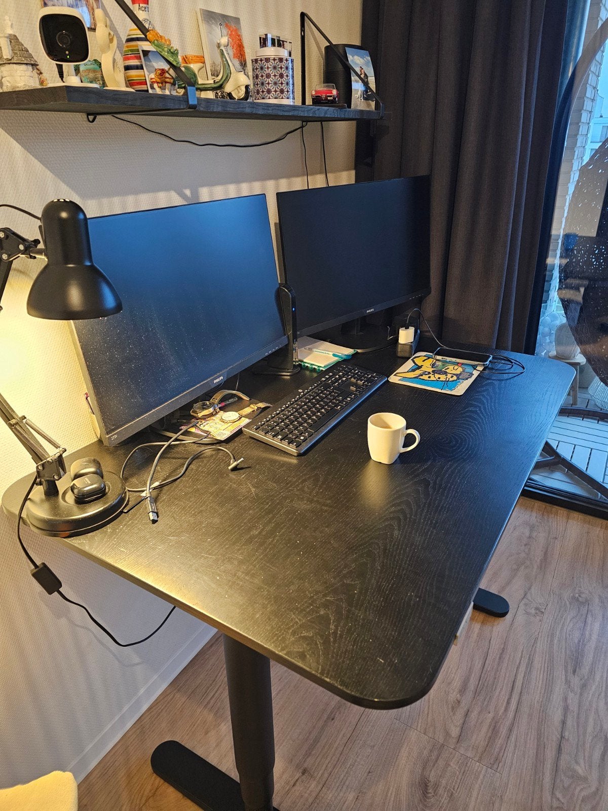 IKEA Zit-sta bureau 120x80 cm - Zwart, Ophalen, Gebruikt, 120 cm, IKEA