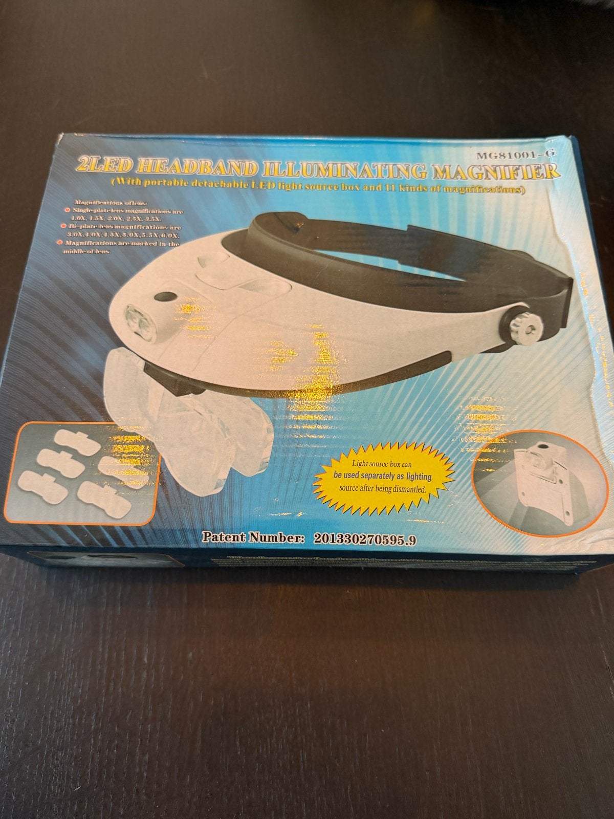 2LED Hoofdband Vergrootglas MG81001-G met Verwisselbare Lenz, Ophalen of Verzenden, Nieuw, Vergrootglas of Loep