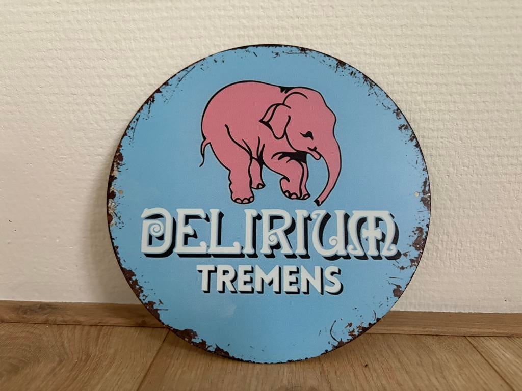 Prachtig vintage bord Delirium Tremens (20x20), Ophalen of Verzenden, Zo goed als nieuw, Reclamebord