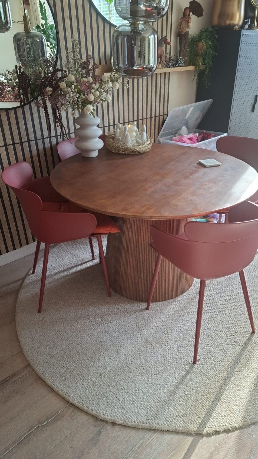 Set van 4 kunststof eetkamerstoelen/tuinstoelen, Kunststof, Ophalen of Verzenden, Zo goed als nieuw, Vier