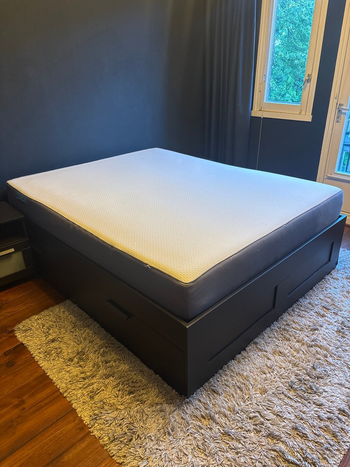 IKEA Brimnes bed 160x200 met lades, Ophalen, Gebruikt, Zwart, Tweepersoons