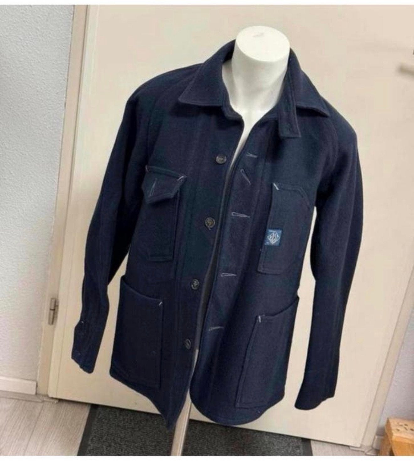 Designer POST OVERALLS Jacket Wol Wollen jack vest Navy M, Ophalen of Verzenden, Zo goed als nieuw, H, H