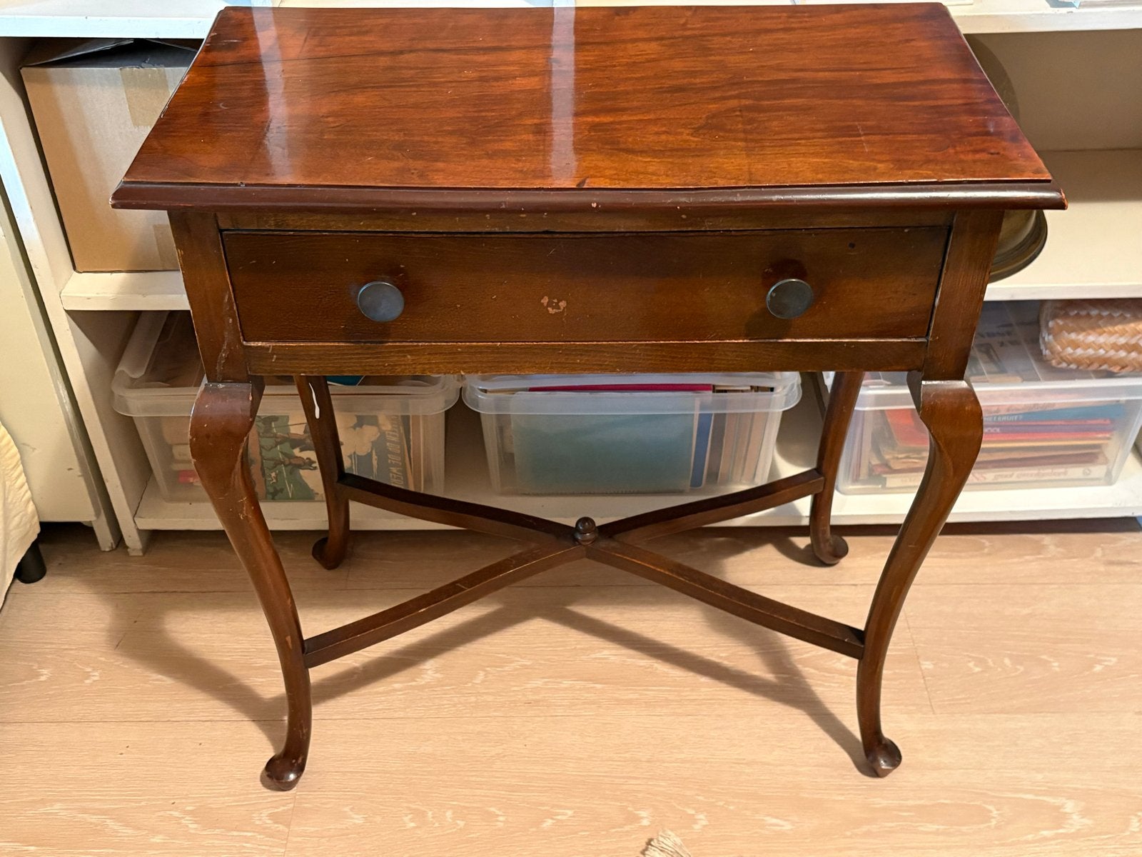 Antieke Biedermeier Naaitafel/Bijzettafel Mahonie (1830-1840, Ophalen