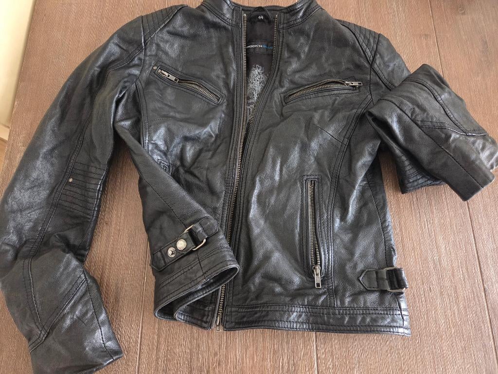 Leren dames jas maat S, zwart, Ophalen, Zo goed als nieuw, Maat 36 (S), Zwart