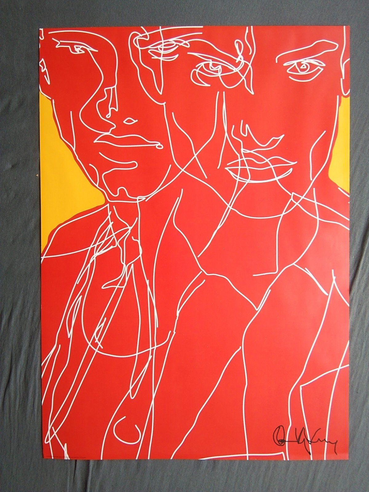 Print Poster met lijntekening van 2: figuren, Ophalen of Verzenden, Gebruikt, A1 t/m A3, Film en Tv