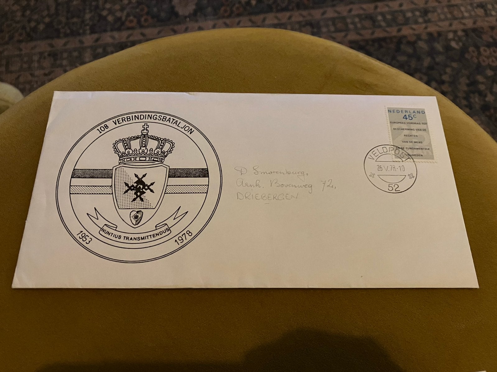 Eerstedagenvelop 108 verbindingsbataljon militair leger, Ophalen of Verzenden, Nederland