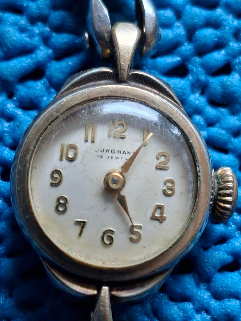 Vintage Junghans 15 Jewels Dames Polshorloge, Overige merken, Overige materialen, Gebruikt, Polshorloge